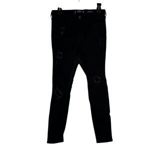 Hollister Black Distressed High Rise Super Skinny Waisted Jeans Pants Size 9S  S